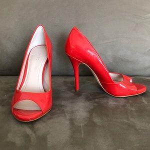 BCBGeneration Red Patent Heel Open Toe - size 6